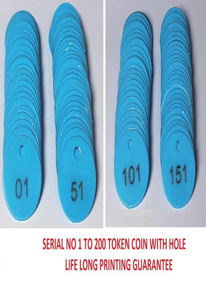 موريل عملة معدنية زرقاء دائرية الشكل منقوشة ومثقوبة، للاستخدام في المتاجر، وألعاب الطاولة، والمنازل، والمدارس. | عملات معدنية مرقمة من 1 إلى 200. - Image 5